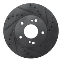 R1 Concepts R1 89-90 Nissan 300ZX Front Right Drilled & Slotted Black Brake Rotor