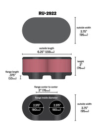 K&N Engineering K&N Filter Universal Filter 2 3/4 inch Dual Flange GSXR Oval (2/Box)