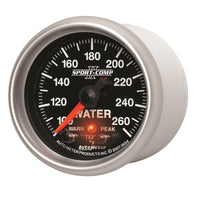 Autometer Sport-Comp II 52.4mm 100-260 Deg F Water Temp Peak & Warn w/ Electronic Control Gauge