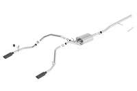 Borla 14 Sierra 1500 C/B S-Type Exhaust/2.75in Into Dual 2.25in Out 4in Split Rear Exit-Black Chrome