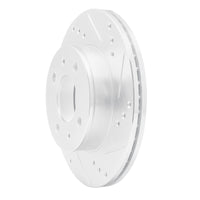 R1 Concepts R1 00-02 Hyundai Accent Front Right Drilled & Slotted Silver Brake Rotor