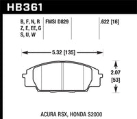 Hawk Performance Hawk 02-06 Acura RSX / 06-11 Honda Si / 00-09 S2000 HT-10 Race Front Brake Pads