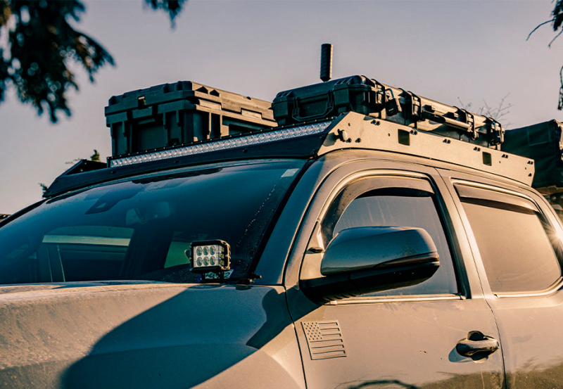 Cali Raised LED Cali Raised 05-23 Toyota Tacoma Premium Roof Rack - 42 In White Dual Row Spotam/No Switch/No Ligh
