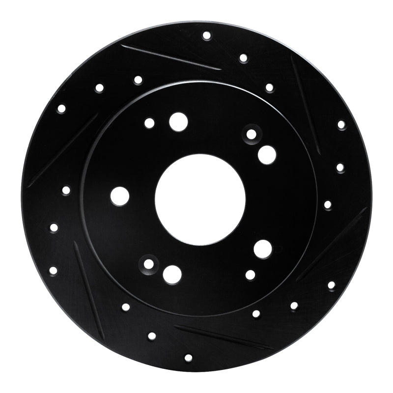 R1 Concepts R1 97-06 Acura Integra Rear Right Drilled & Slotted Black Brake Rotor