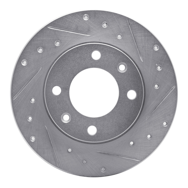 R1 Concepts R1 89-91 Peugeot 405 Rear Right Drilled & Slotted Silver Brake Rotor