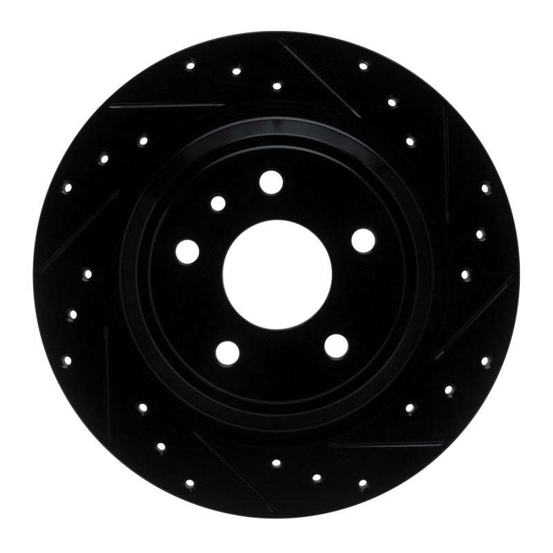 R1 Concepts R1 13-20 Ford Fusion Rear Right Drilled & Slotted Black Brake Rotor