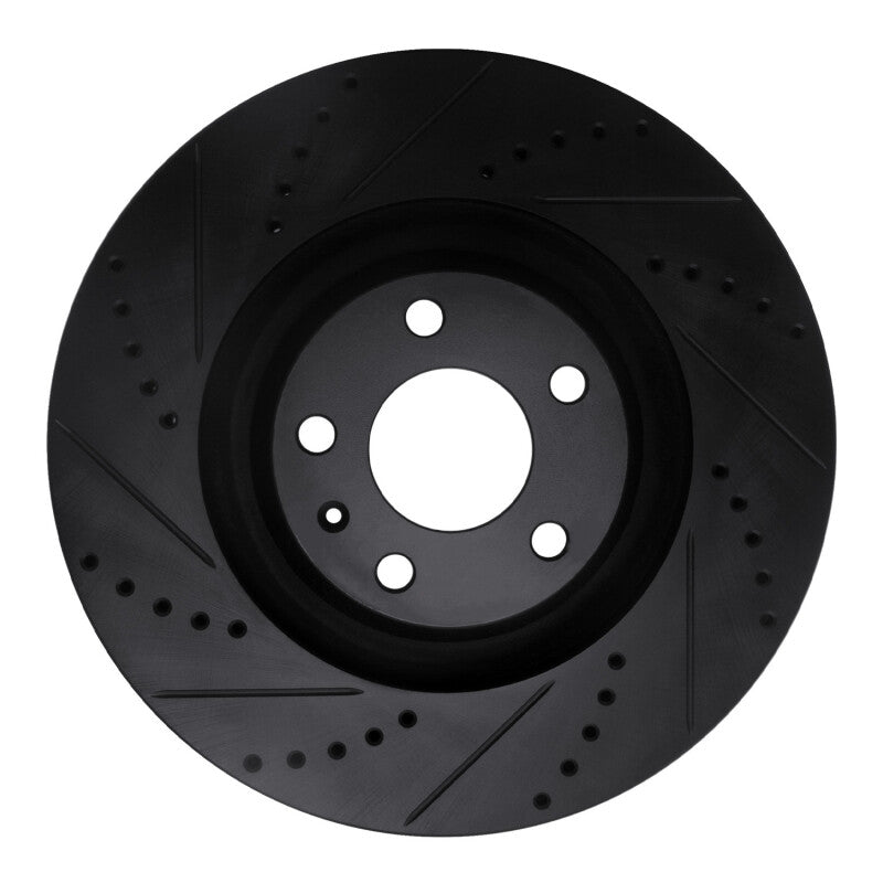 R1 Concepts R1 05-11 Audi A6 Quattro Front Left Drilled & Slotted Black Brake Rotor