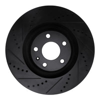 R1 Concepts R1 05-11 Audi A6 Quattro Front Left Drilled & Slotted Black Brake Rotor