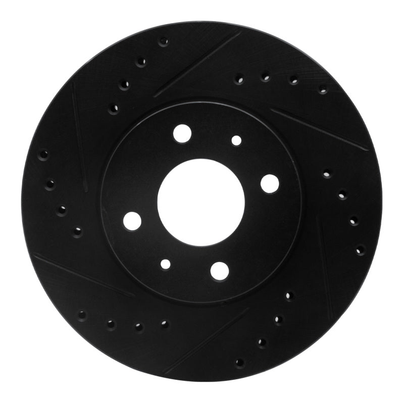 R1 Concepts R1 91-94 Nissan Sentra Front Left Drilled & Slotted Black Brake Rotor