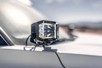 Go Rhino Xplor Blackout Combo Series Cube Sideline LED Spot Lights w/ Amber 4x3 - Blk (Pair)