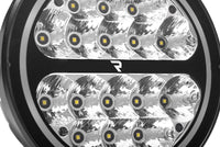 Go Rhino Xplor Blackout Series Round LED Driving Light w/DRL (Surface/Threaded Stud Mnt) 7in. - Blk