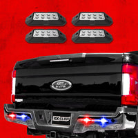 XKGLOW XK Glow Strobe Pod Lights w/ Traffic Modes Ultra LEDs Multiple Modes + Solid On - Red + Blue 4pc