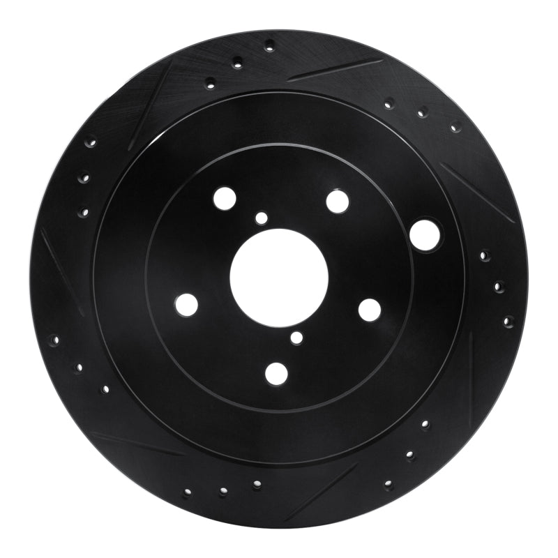 R1 Concepts R1 06-14 Subaru Tribeca Rear Left Drilled & Slotted Black Brake Rotor