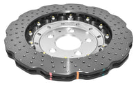 DBA 2014+ Audi RS Q3 Front 5000 Series Cross Drilled & Dimpled Rotor w/Clear Anodized Hat