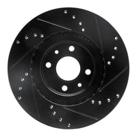 R1 Concepts R1 2012-2019 Fiat 500E Front Left Drilled & Slotted Black Brake Rotor