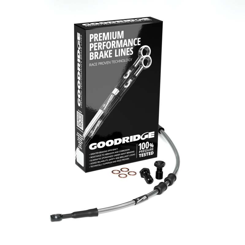 Goodridge 14-23 HD FLH/FLT Multi (w/ABS) +2in Clear Brake Line Kit w/Black Fittings