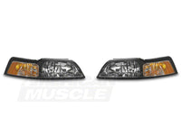 Raxiom 99-04 Ford Mustang Axial Series OE Style Headlights- Chrome Housing (Clear Lens)