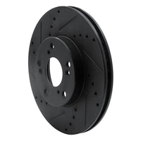 R1 Concepts R1 06-15 Honda Civic Front Left Drilled & Slotted Black Brake Rotor