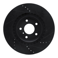 R1 Concepts R1 03-08 Infiniti G35 Front Left Drilled & Slotted Black Brake Rotor