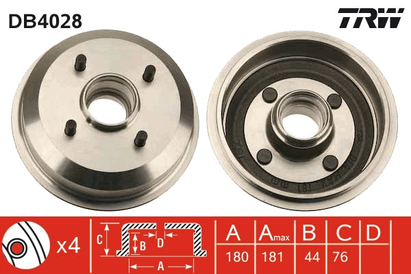 TRW MOTO DB4028 Brake Drum