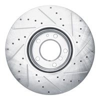 R1 Concepts R1 00-03 BMW 540I Front Left Drilled & Slotted Silver Brake Rotor