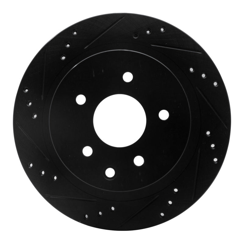 R1 Concepts R1 02-25 Infiniti G35 Rear Left Drilled & Slotted Black Brake Rotor
