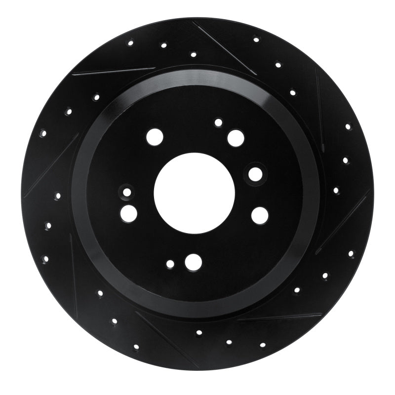 R1 Concepts R1 16-25 Honda Ridgeline Rear Right Drilled & Slotted Black Brake Rotor
