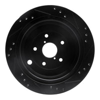 R1 Concepts R1 06-14 Subaru Tribeca Rear Left Drilled & Slotted Black Brake Rotor