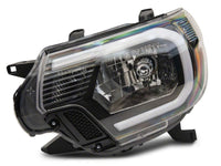 Raxiom 12-15 Toyota Tacoma Axial Series Headlights w/ LED Bar- Black Housing (Clear Lens)