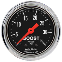 AutoMeter Gauge Boost 2-1/16in. 35 PSI Mechanical Traditional Chrome
