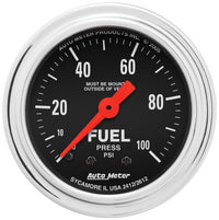 AutoMeter Gauge Fuel Pressure 2-1/16in. 100PSI Mechanical Traditional Chrome