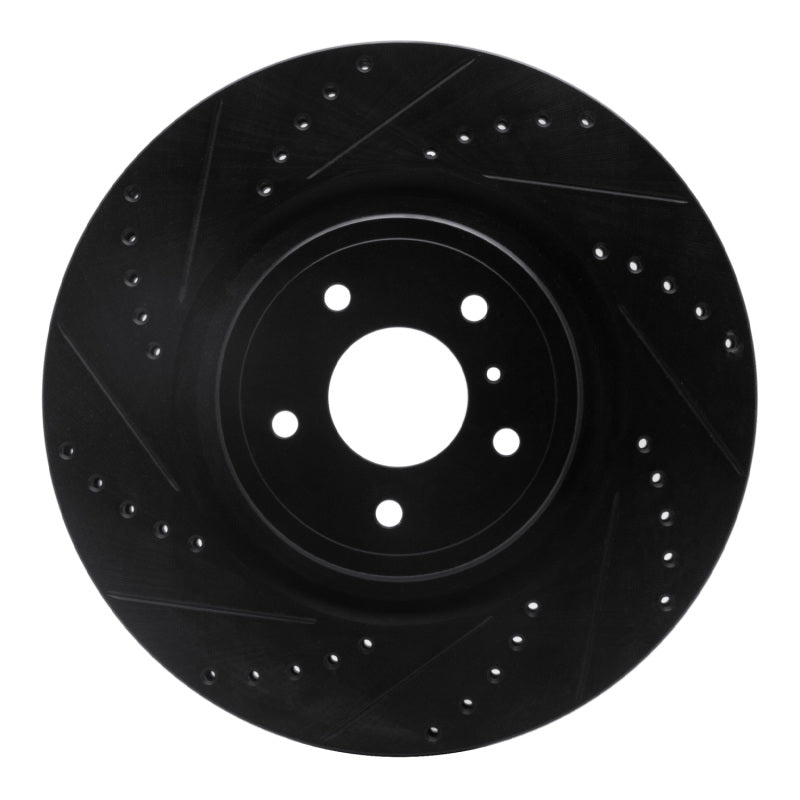 R1 Concepts R1 08-25 Infiniti QX70 Front Left Drilled & Slotted Black Brake Rotor
