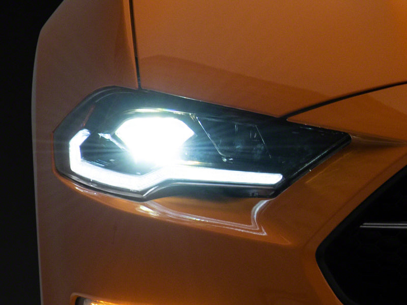 Raxiom 18-23 Ford Mustang GT EcoBoost LED Projector Headlights- Black Housing (Clear Lens)