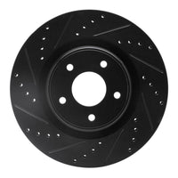 R1 Concepts R1 2013-2025 Infiniti Q50 Front Left Drilled & Slotted Black Brake Rotor