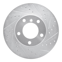 R1 Concepts R1 96-03 BMW 528I Front Right Drilled & Slotted Silver Brake Rotor
