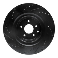R1 Concepts R1 08-25 Infiniti Q60 Rear Right Drilled & Slotted Black Brake Rotor