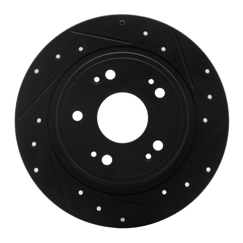 R1 Concepts R1 05-17 Honda Accord Rear Right Drilled & Slotted Black Brake Rotor