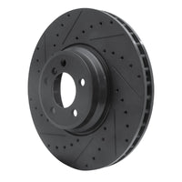 R1 Concepts R1 2007-2008 BMW ALPINA B7 Front Left Drilled & Slotted Black Brake Rotor