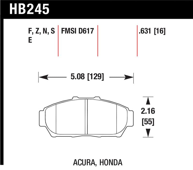 Hawk Performance Hawk 94-01 Acura Integra (excl Type R)  Blue 9012 Race Front Brake Pads