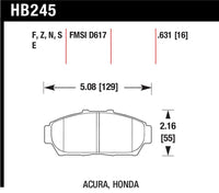 Hawk Performance Hawk 94-01 Acura Integra (excl Type R)  Blue 9012 Race Front Brake Pads