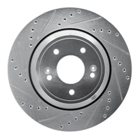 R1 Concepts R1 18-23 Genesis G80 Rear Left Drilled & Slotted Silver Brake Rotor
