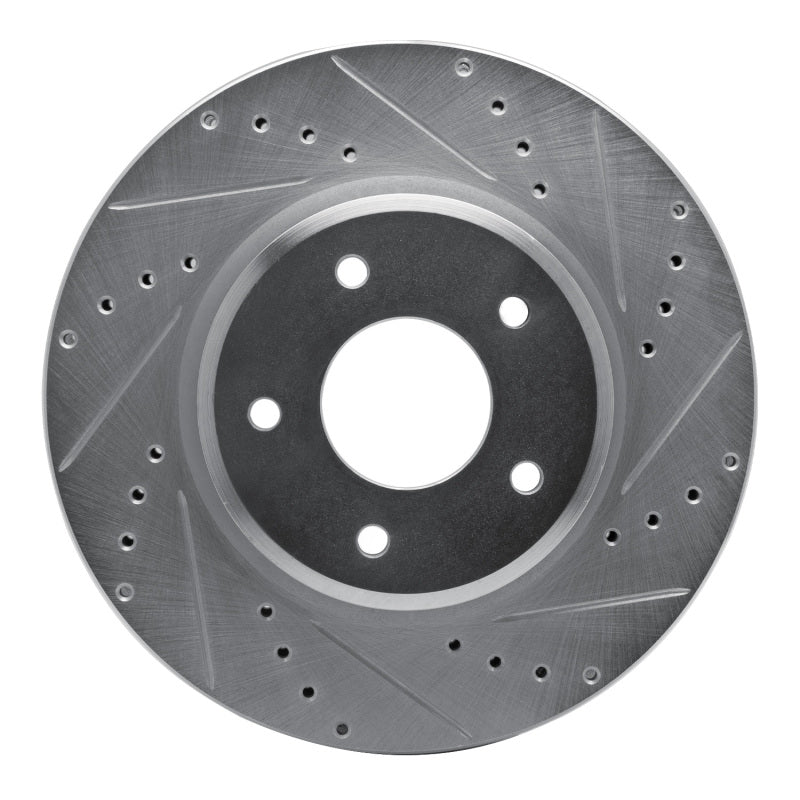 R1 Concepts R1 05-06 Pontiac GTO Front Right Drilled & Slotted Silver Brake Rotor