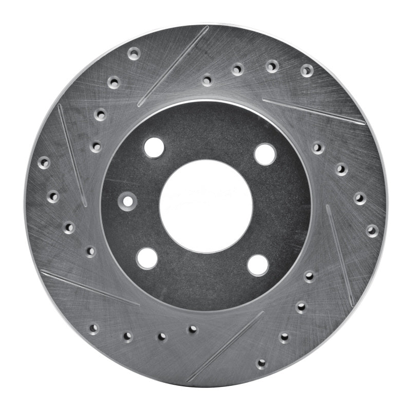 R1 Concepts R1 85-89 Merkur XR4TI Front Left Drilled & Slotted Silver Brake Rotor