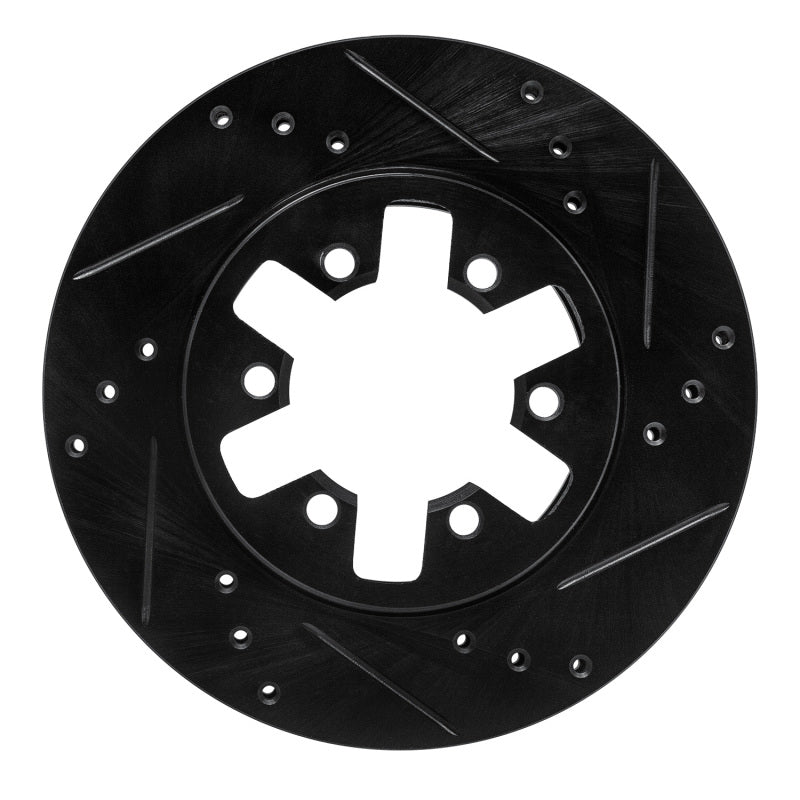 R1 Concepts R1 85-12 Nissan D21 Pickup RWD (4 Cyl Excl HD) Front Right Drilled & Slotted Black Brake Rotor