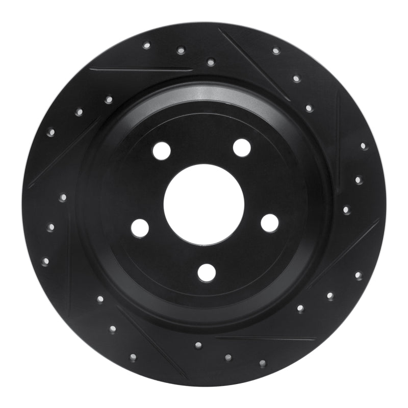 R1 Concepts R1 16-25 Ford Focus Rear Right Drilled & Slotted Black Brake Rotor