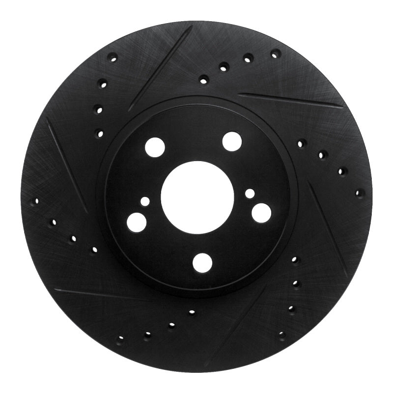 R1 Concepts R1 94-99 Toyota Celica Front Left Drilled & Slotted Black Brake Rotor