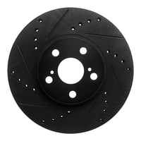 R1 Concepts R1 94-99 Toyota Celica Front Left Drilled & Slotted Black Brake Rotor