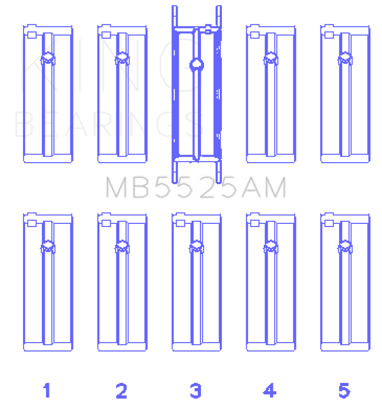 King Engine Bearings Ford 98Ci 1.6L 8V (Size +0.25mm) Main Bearing Set