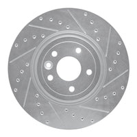 R1 Concepts R1 17-20 Jaguar XF Front Right Drilled & Slotted Silver Brake Rotor