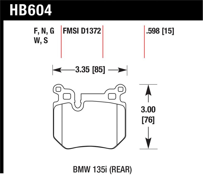 Hawk Performance Hawk BMW 135i DTC-60 Race Rear Brake Pads